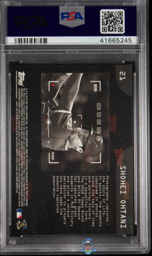 Back of 2018 Topps On Demand Black and White Shohei Ohtani #21
