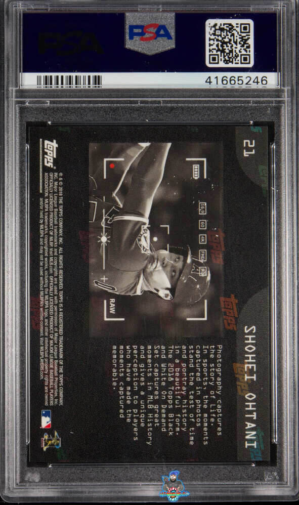 Back of 2018 Topps On Demand Black and White Shohei Ohtani #21