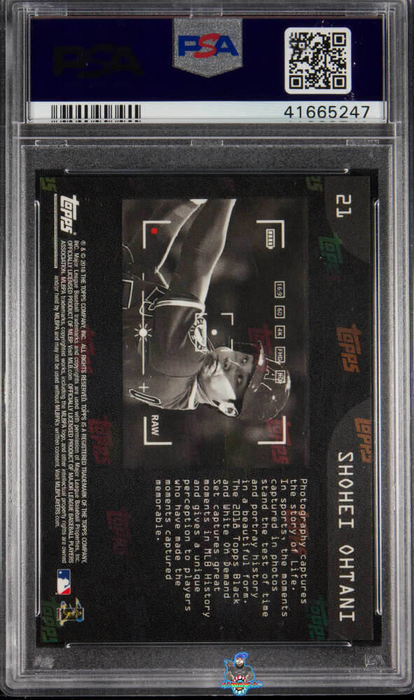 Back of 2018 Topps On Demand Black and White Shohei Ohtani #21