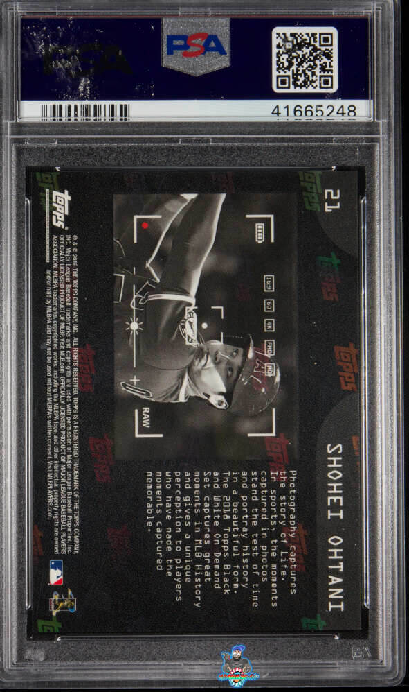 Back of 2018 Topps On Demand Black and White Shohei Ohtani #21