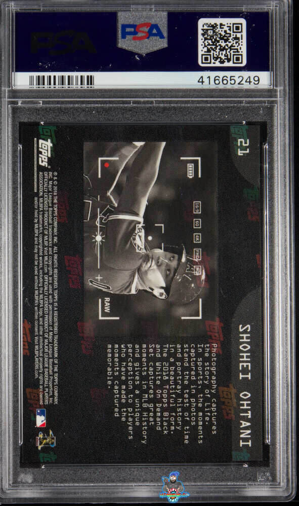 Back of 2018 Topps On Demand Black and White Shohei Ohtani #21