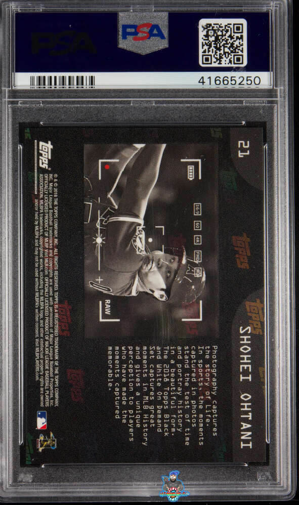 Back of 2018 Topps On Demand Black and White Shohei Ohtani #21