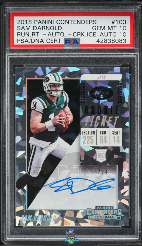 2018 Panini Contenders Running Variation Rookie Ticket Autograph Cracked Ice Sam Darnold #103A /24