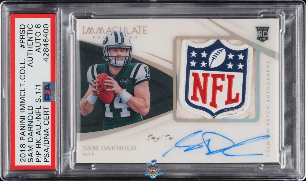 2018 Panini Immaculate Collection Rookie Premium Patch Autograph NFL Shield Sam Darnold #2 /1
