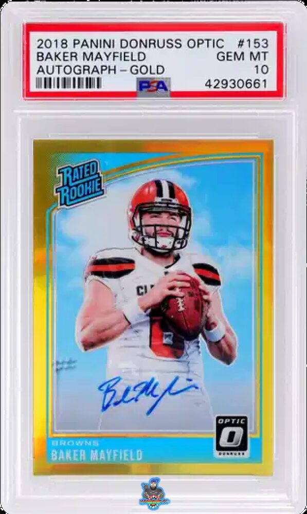 2018 Donruss Optic Rated Rookie Autograph Gold Baker Mayfield #153 /10