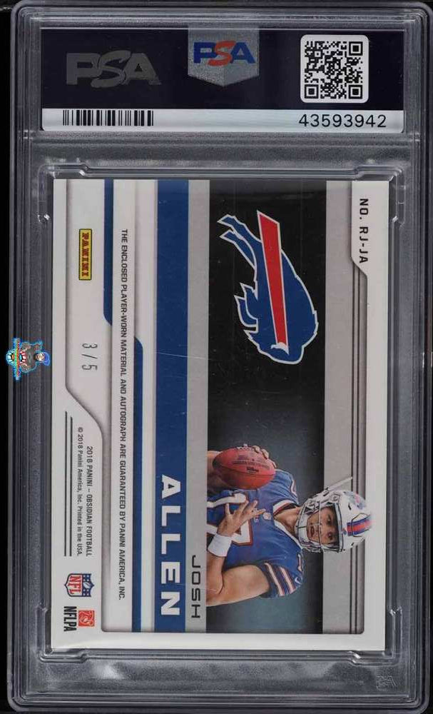 Back of 2018 Panini Obsidian Rookie Jersey Autograph Electric Etch Red Josh Allen #8 /5