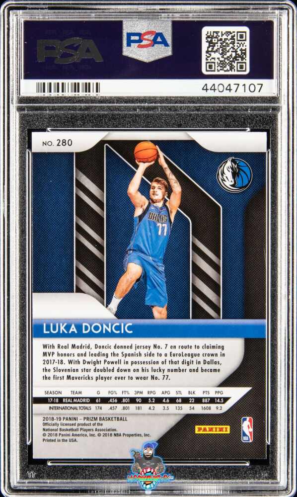 Back of 2018 Panini Prizm Luka Doncic #280