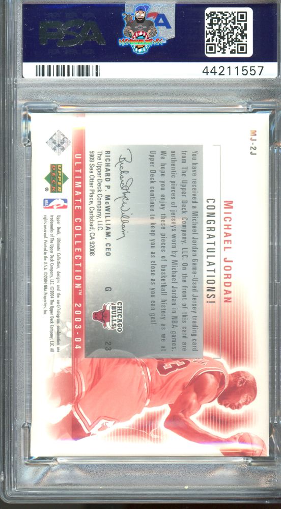 Back of 2003 Ultimate Collection Dual Jerseys Michael Jordan #MJ /100