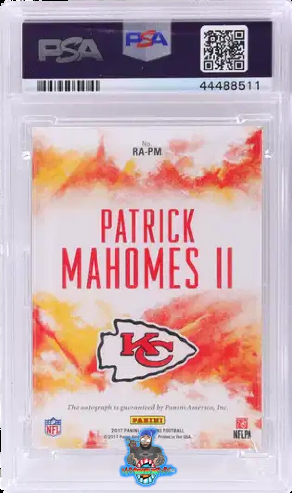 Back of 2017 Panini Origins Rookie Signature Red Patrick Mahomes II #4 /49