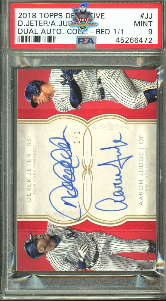 2018 Topps Definitive Collection Dual Autographs Red Aaron Judge/Derek Jeter #DACJJ /1