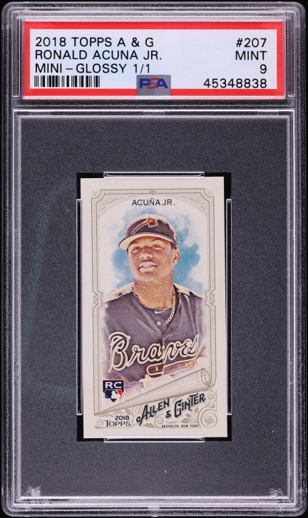 2018 Topps Allen & Ginter Mini Glossy Ronald Acuna Jr. ROOKIE 1/1 #207 PSA 9 MINT