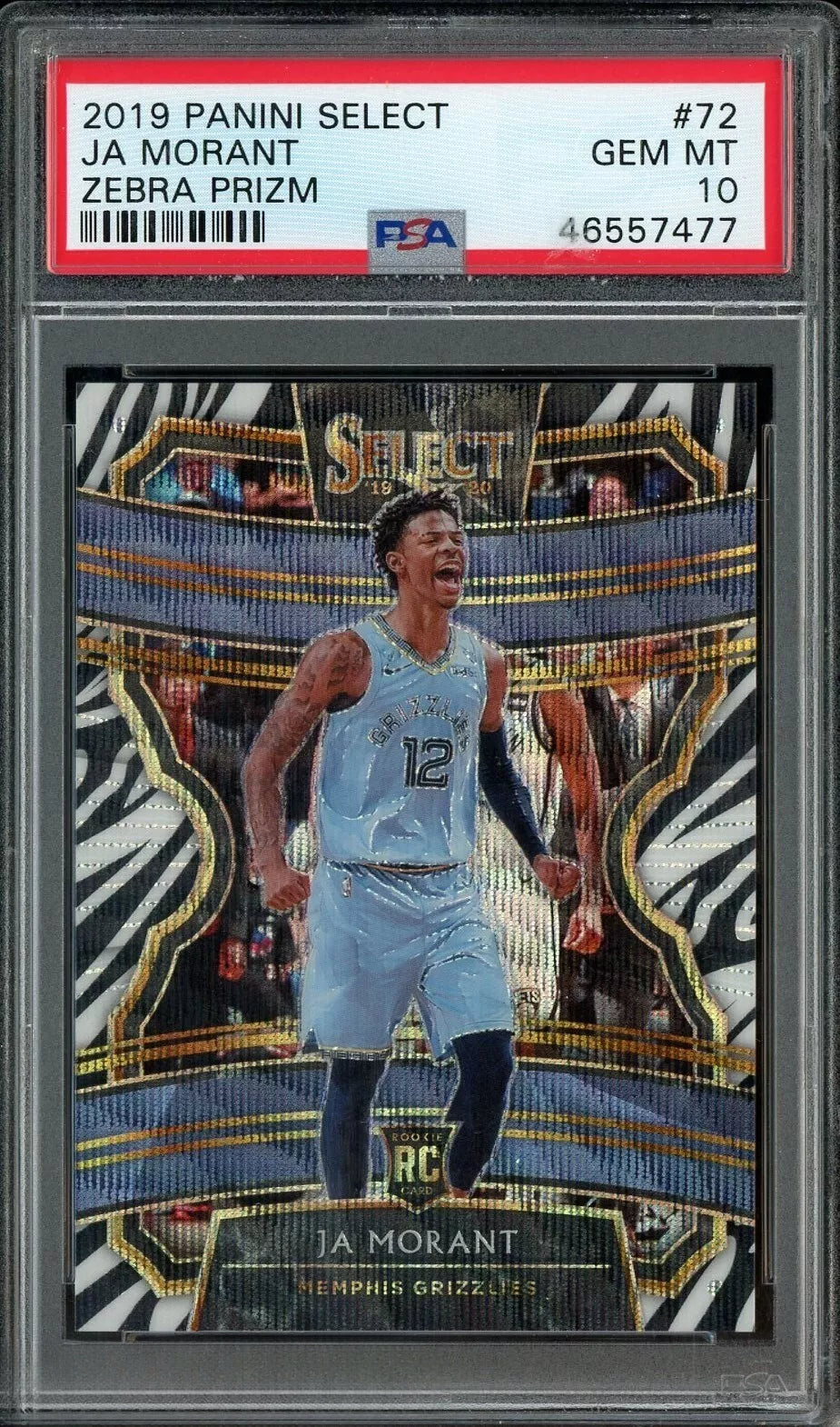 2019 Panini Select Concourse Zebra Prizm Ja Morant #72