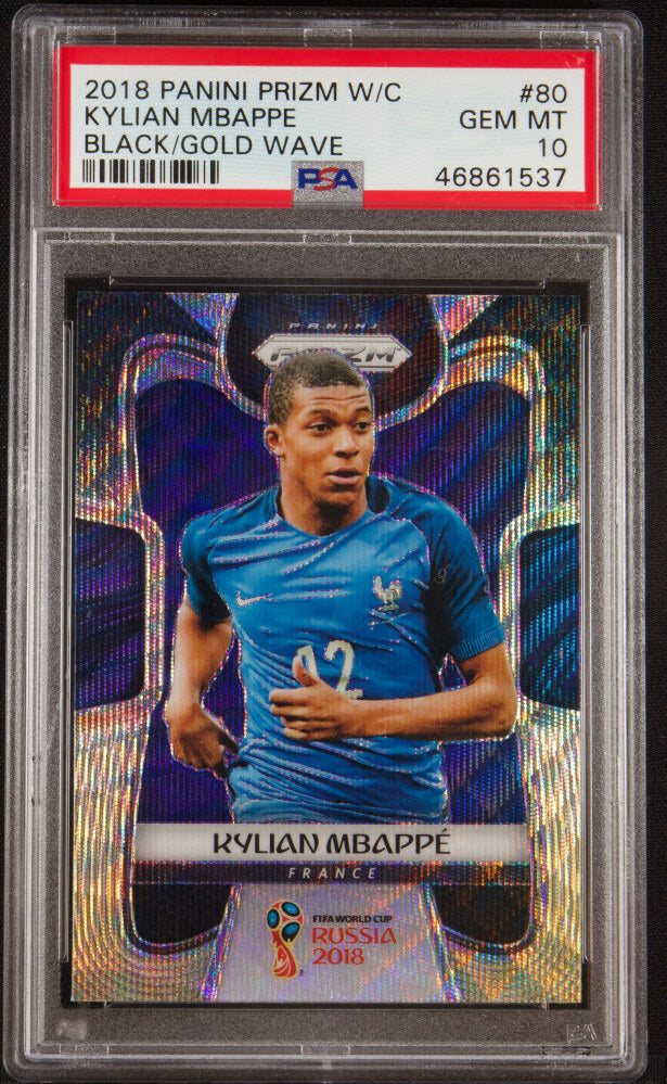 2018 Panini Prizm World Cup Black and Gold Wave Kylian Mbappe #80