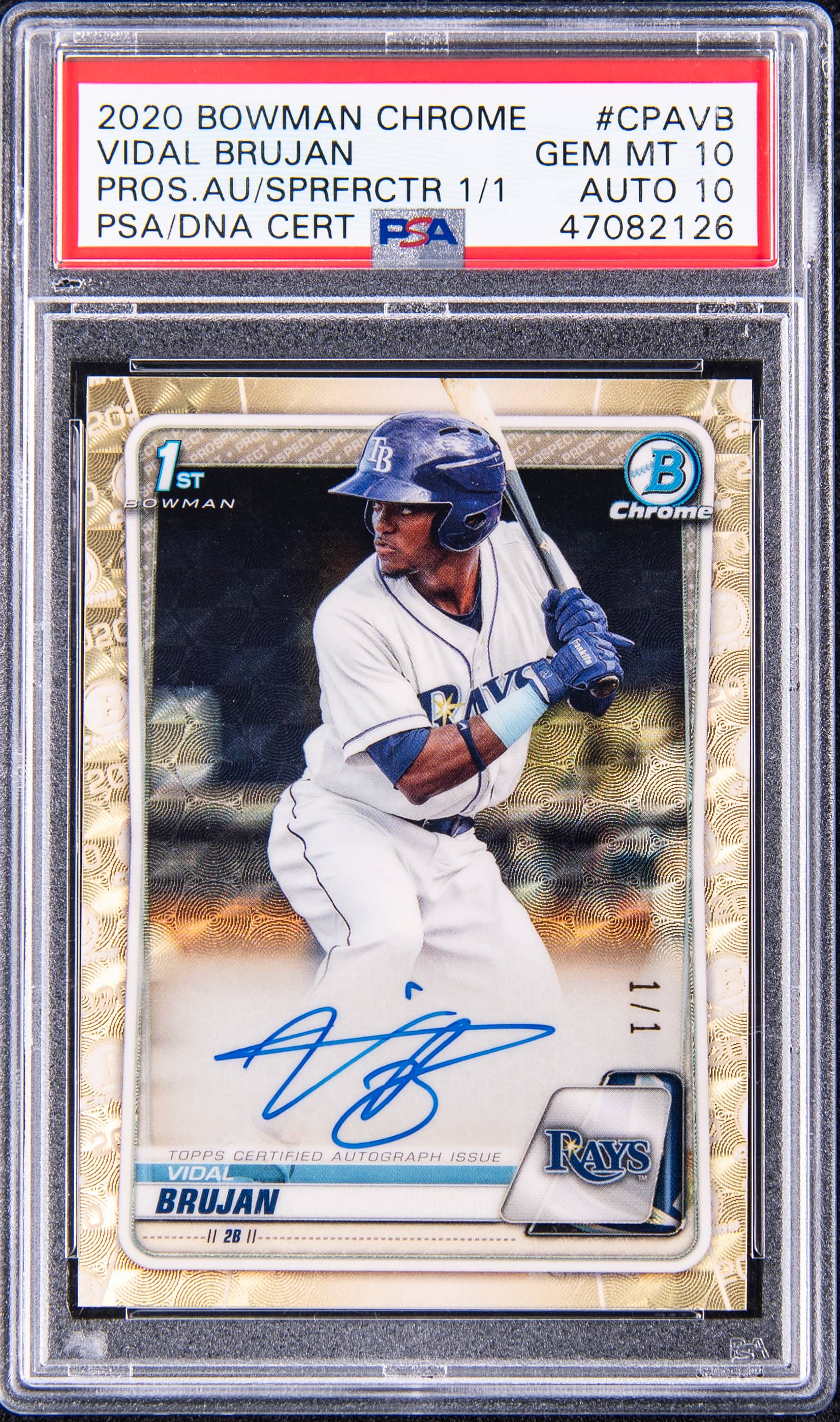 2020 Bowman Chrome Prospect Autograph Superfractor Vidal Brujan #CPAVB /1