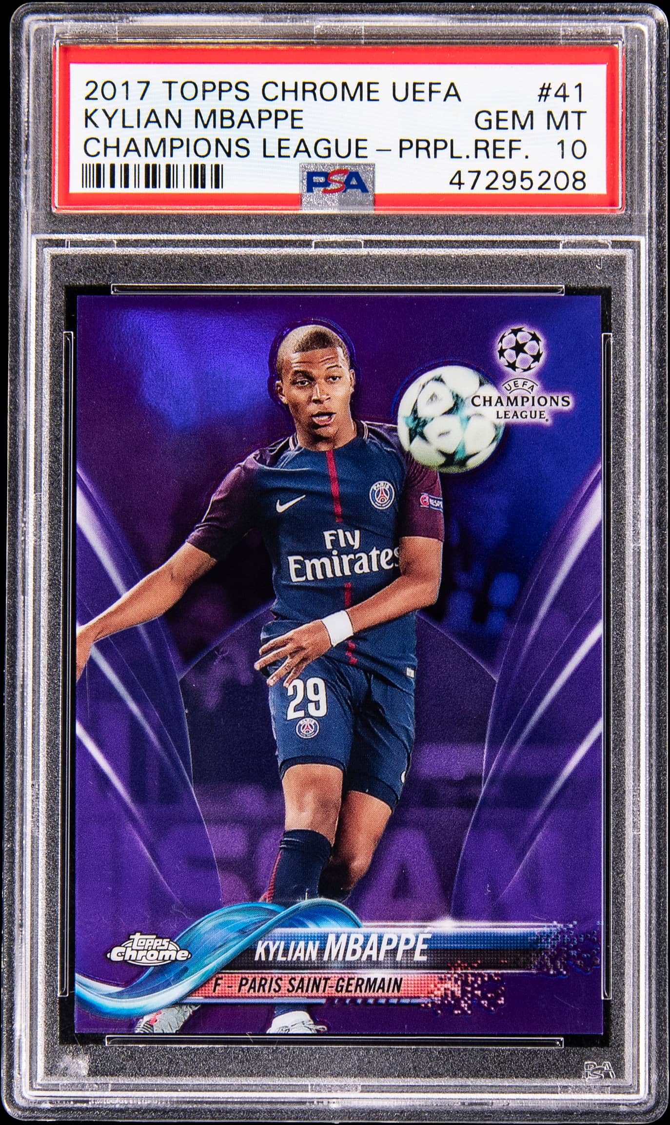 2017 Topps Chrome UEFA Champions League Purple Refractor Kylian Mbappe #41 /250