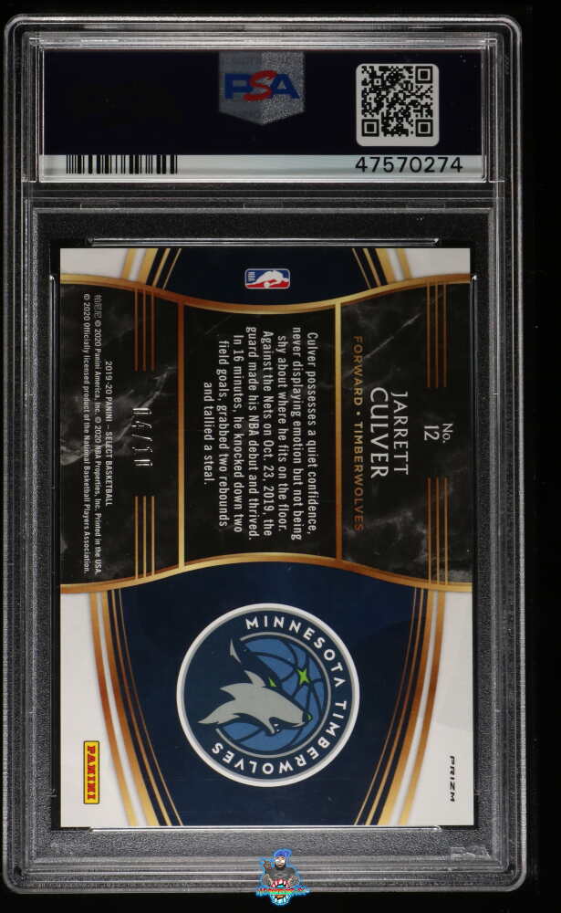 Back of 2019 Panini Select Future Gold Jarrett Culver #12 /10