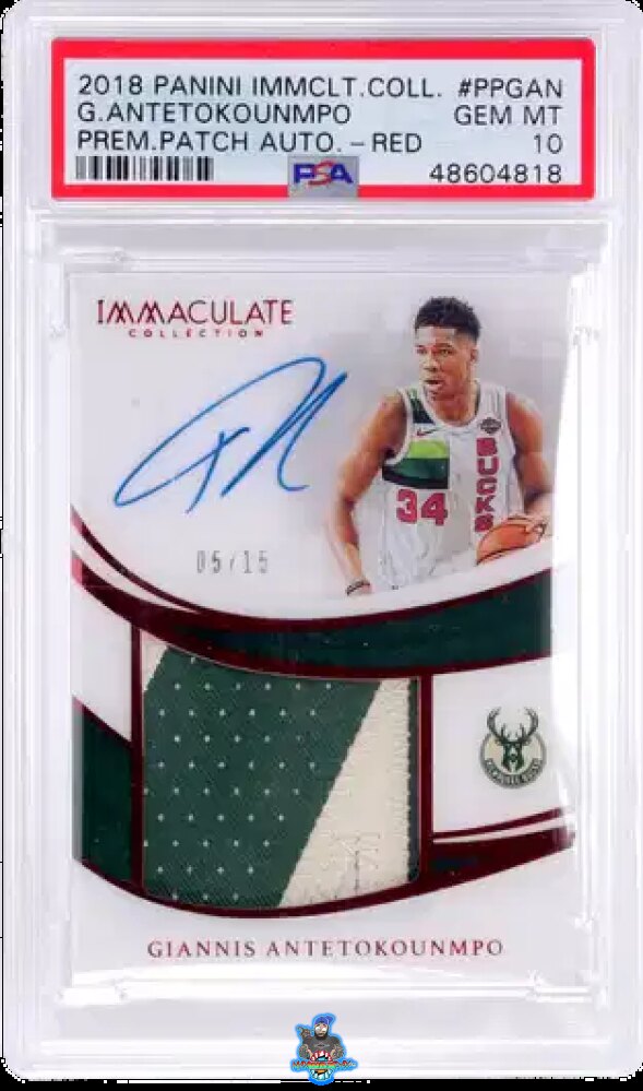 2018 Panini Immaculate Collection Premium Patch Autograph Red Giannis Antetokounmpo #PPGAN /15