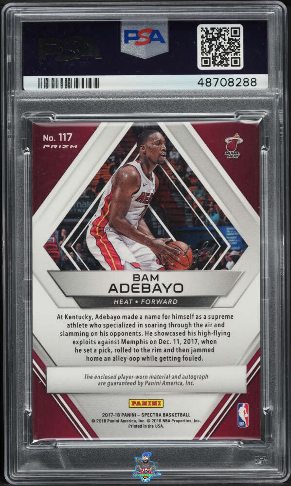 Back of 2017 Panini Spectra Nebula Bam Adebayo #117 /1
