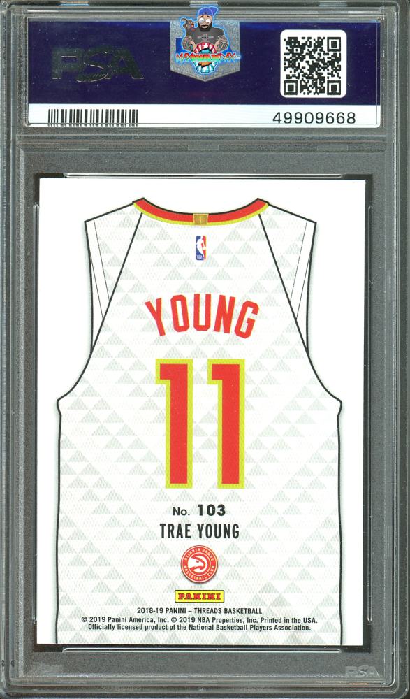 Back of 2018 Panini Threads Dazzle Trae Young #103