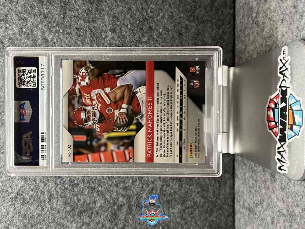 Back of 2018 Panini Prizm Patrick Mahomes II #102