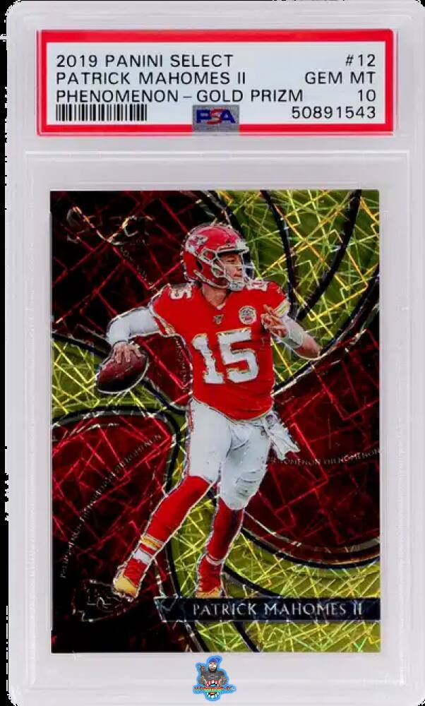 2019 Panini Select Phenomenon Gold Prizm Patrick Mahomes II #12 /10