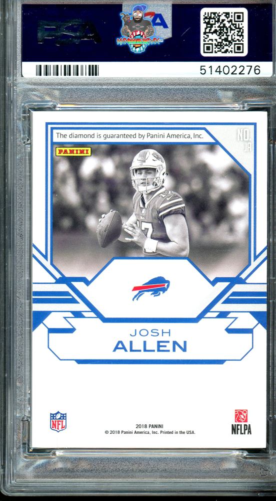 Back of 2018 Panini National VIP VIP Gems Josh Allen #JA /5