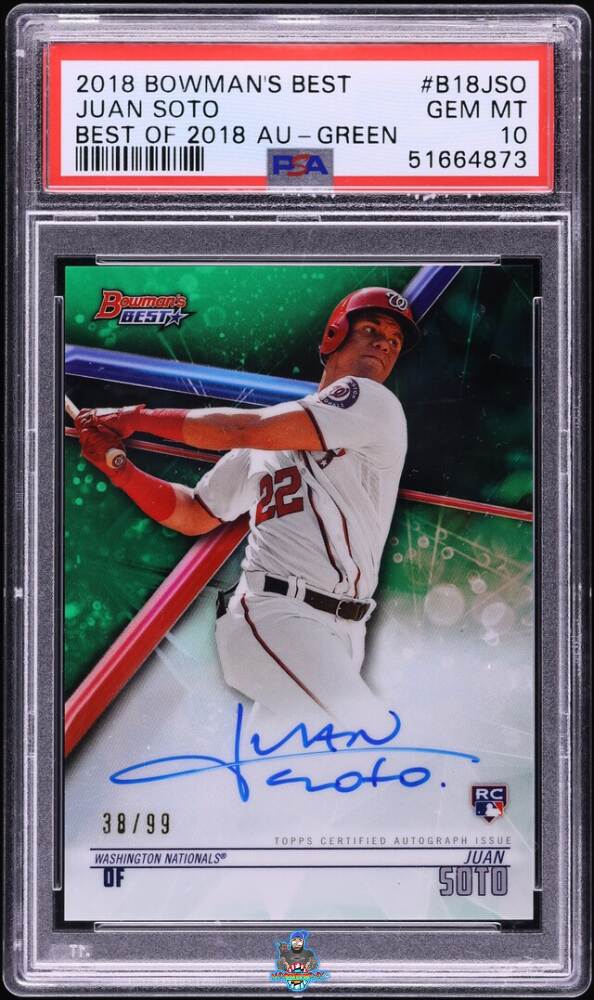 2018 Bowman's Best Best of '18 Autographs Green Refractor Juan Soto #B18JSO /99