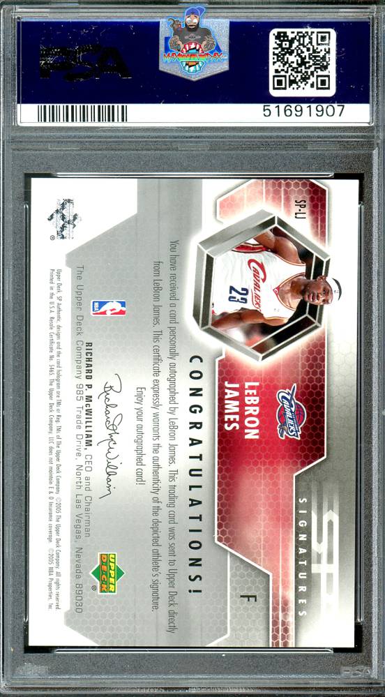 Back of 2004 SP Authentic Signatures LeBron James #LJ
