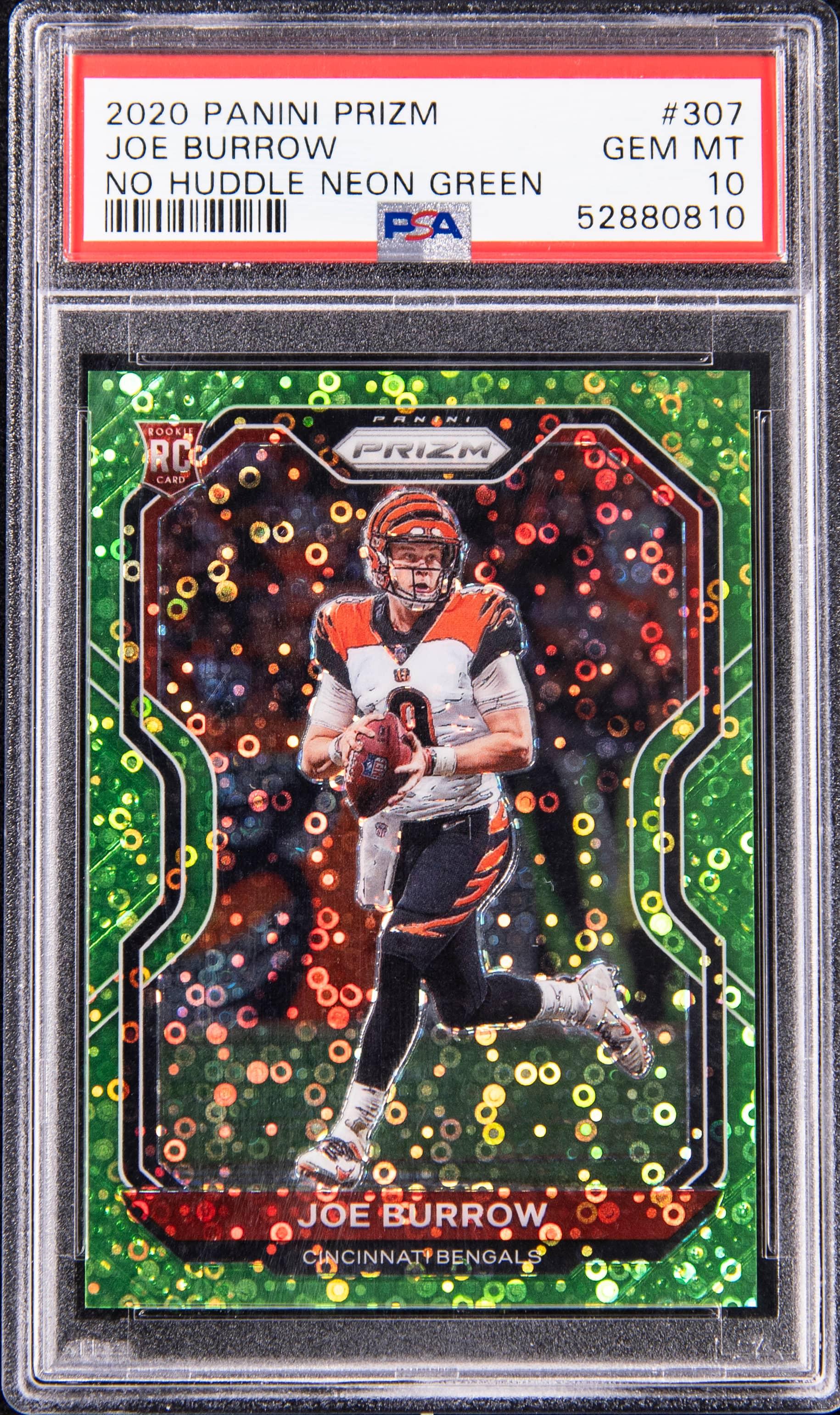 2020 Panini Prizm No Huddle Neon Green Disco Prizm Joe Burrow #307 /5
