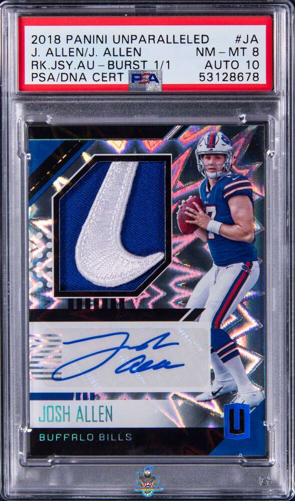2018 Panini Unparalleled Rookie Jersey Autograph Burst Josh Allen #10 /1
