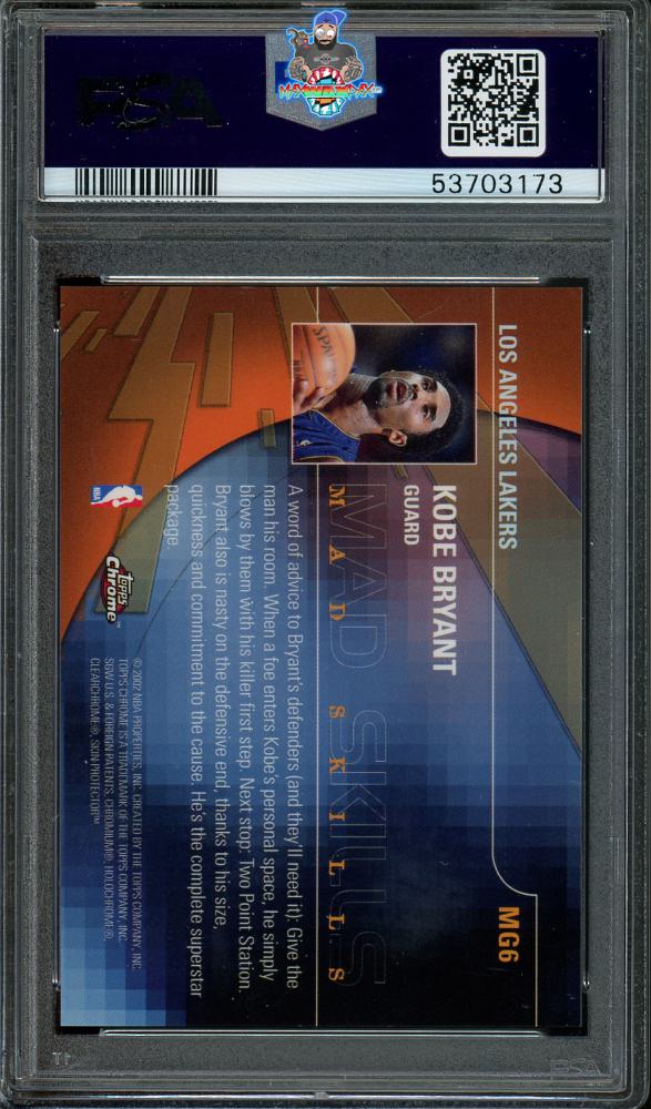 Back of 2001 Topps Chrome Mad Game Kobe Bryant #MG6