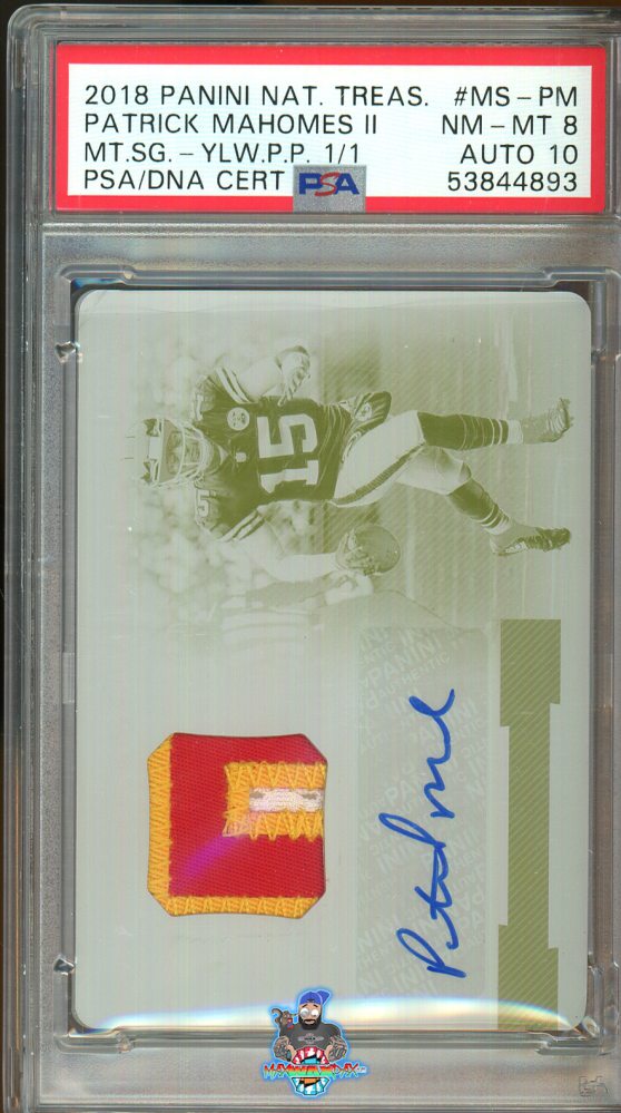 2018 National Treasures Material Signatures Printing Plates Yellow Patrick Mahomes II #5 /1