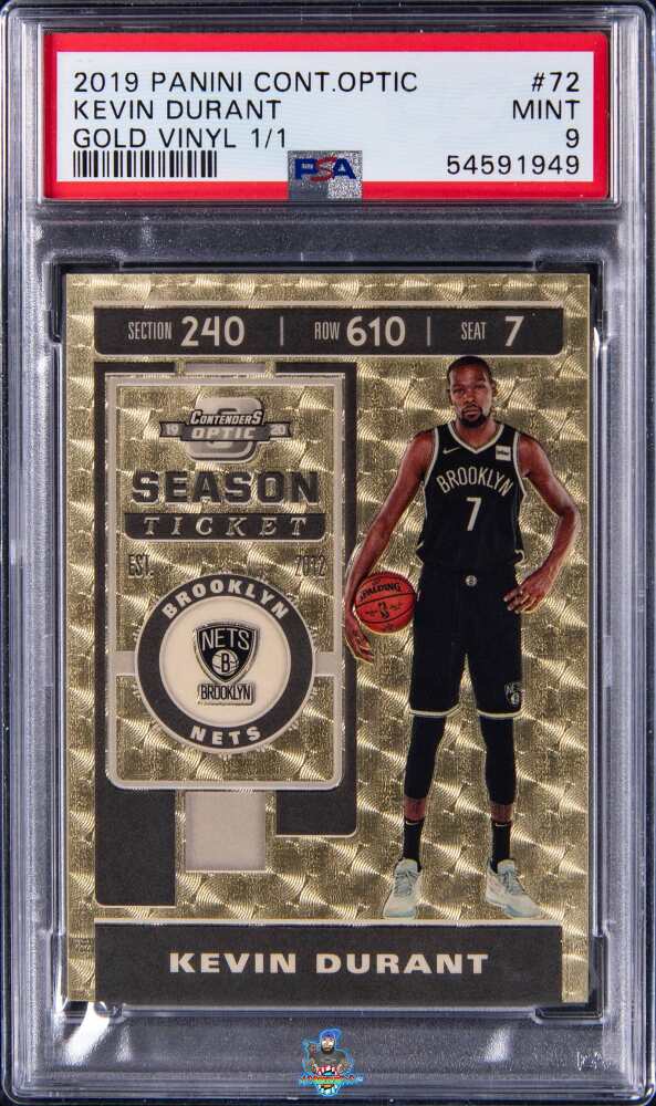 2019 Panini Contenders Optic Season Ticket Gold Vinyl Kevin Durant #72 /1