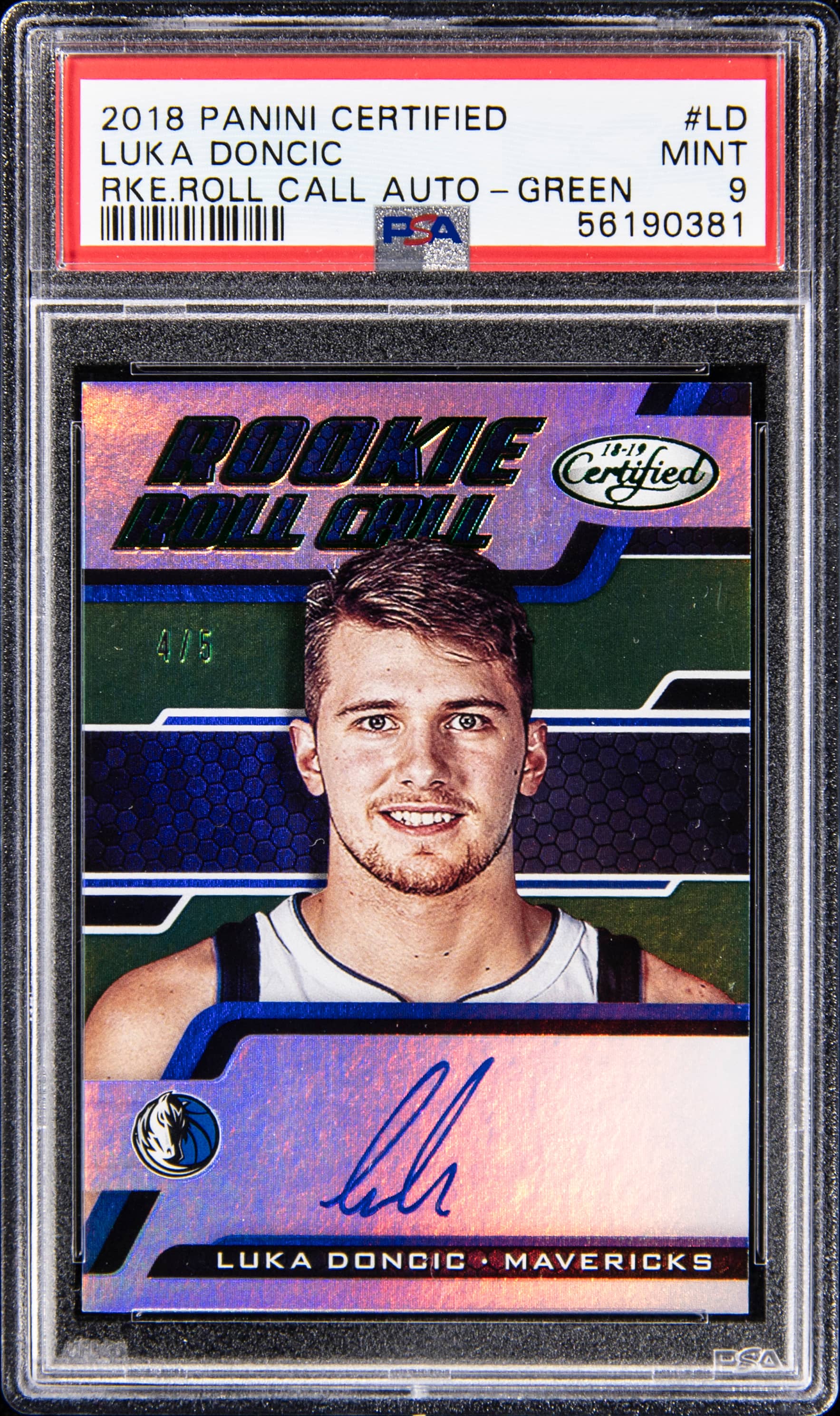 2018 Panini Certified Rookie Roll Call Autographs Mirror Green Luka Doncic #15 /5