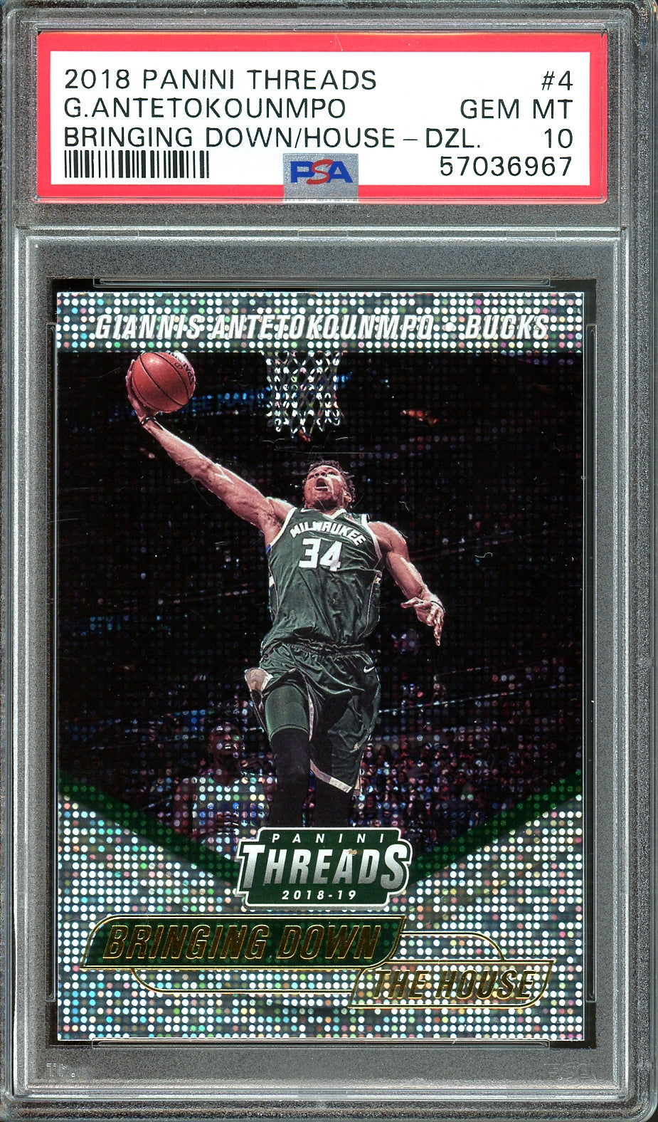 2018 Panini Threads Bringing Down the House Dazzle Giannis Antetokounmpo #4