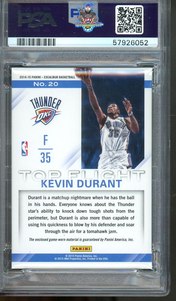 Back of 2014 Panini Excalibur Top Flight Jersey Kevin Durant #20
