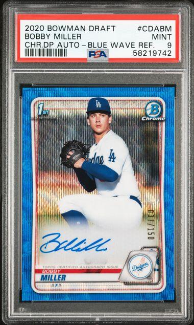2020 Bowman Draft Chrome Autograph Blue Wave Refractor Bobby Miller #CDABM /150