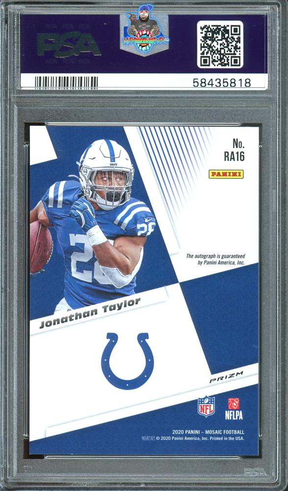 Back of 2020 Panini Mosaic Rookie Autograph Mosaic Prizm Jonathan Taylor #16
