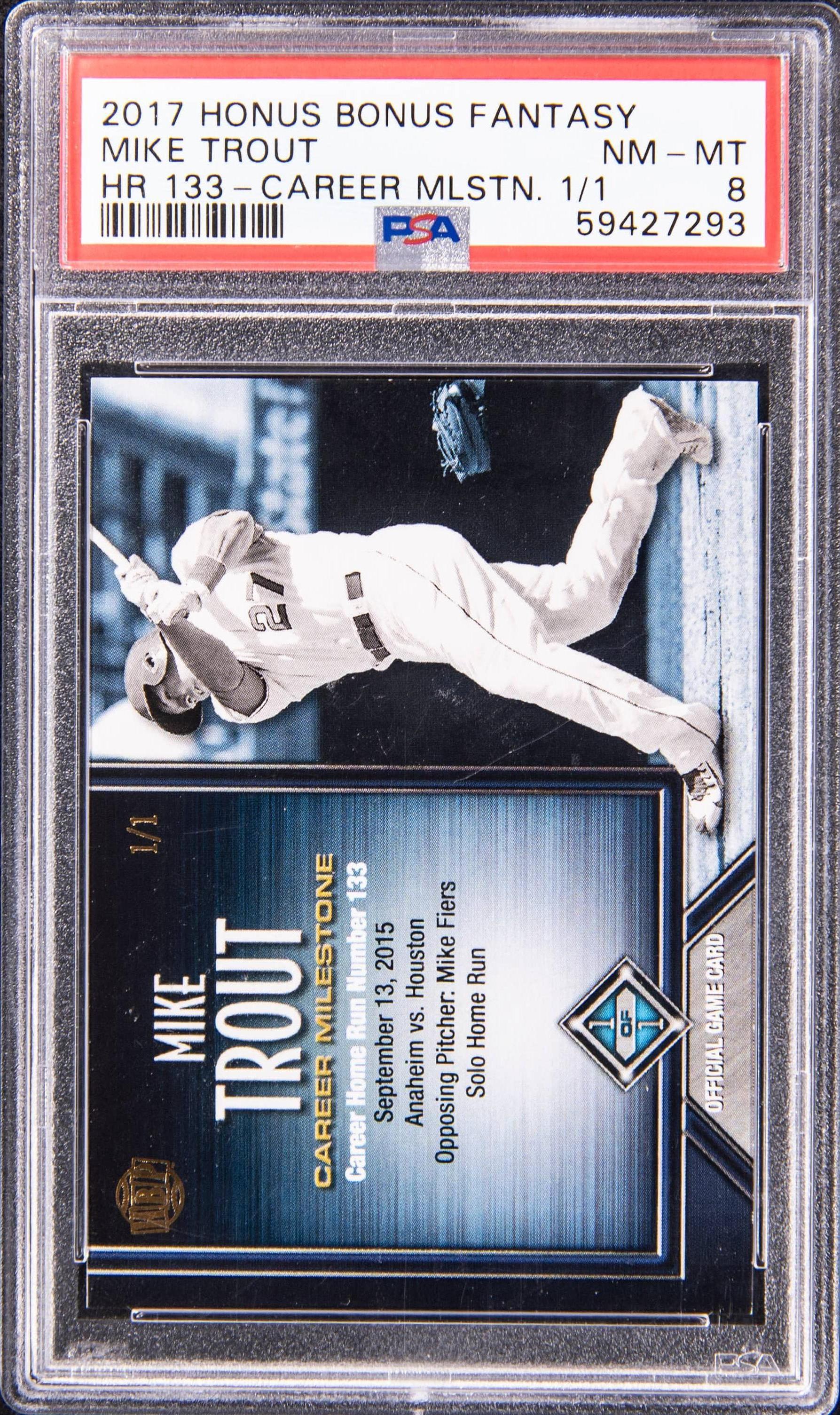 2017 Honus Bonus Fantasy Career Milestones 1/1 Hr 133 Mike Trout