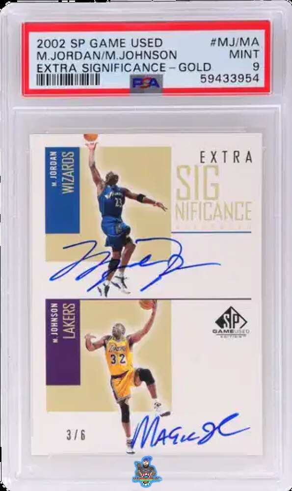 2002 SP Game Used Extra Significance Gold Magic Johnson/Michael Jordan #MJMA /6