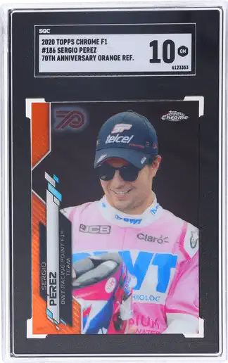 2020 Sergio Perez SGC 10 Topps Chrome F1 70th Ann Orange Refractor #186