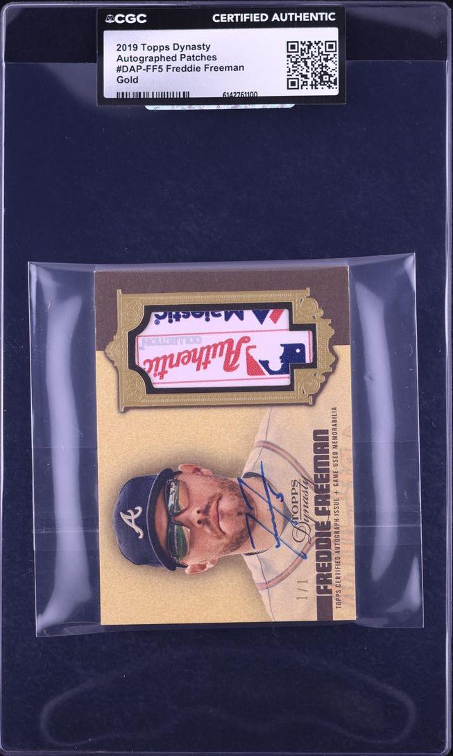 2019 Topps Dynasty Gold Freddie Freeman PATCH AUTO 1/1 #DAP-FF5 CGC AUTH