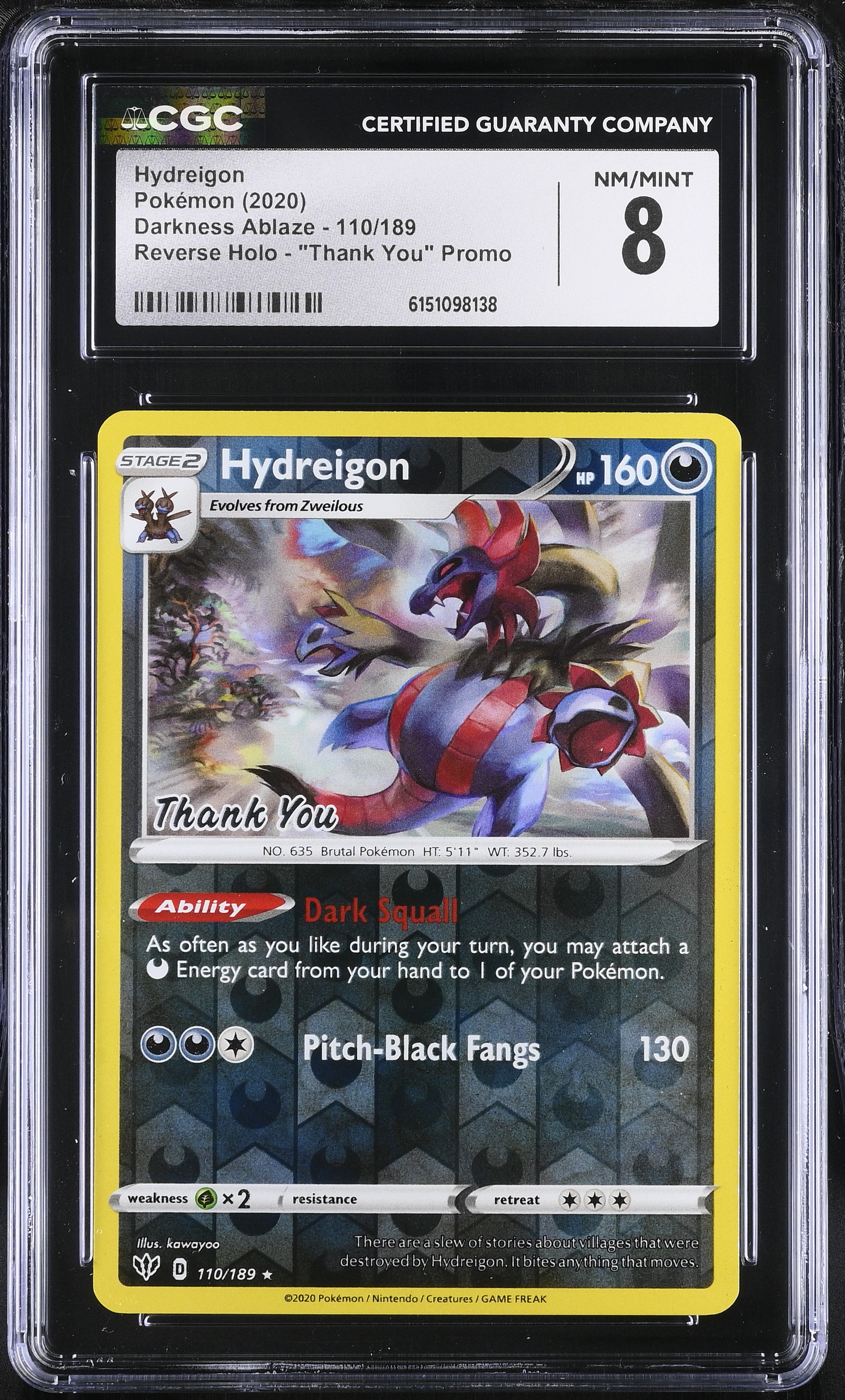 2020 Pokemon Darkness Ablaze Hydreigon "Thank You" Promo English