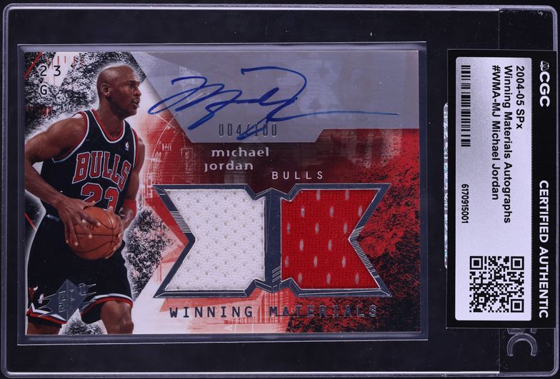 2004 SPx Winning Materials Michael Jordan PATCH AUTO /100 #WMA-MJ CGC AUTH