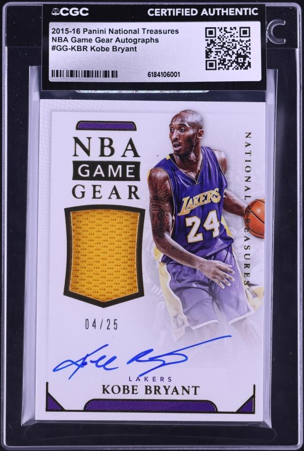 2015 National Treasures NBA Game Gear Kobe Bryant PATCH AUTO /25 #GG-KBR CGC AUTH