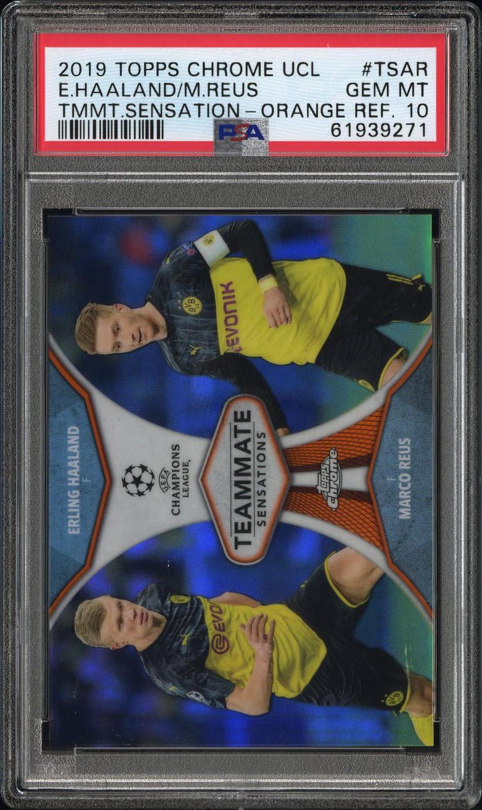 2019 Topps Chrome UEFA Champions League Teammate Sensations Orange Refractors Erling Haaland/Marco Reus #TSAR /25