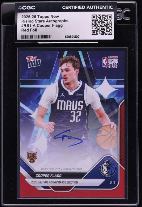 2025-26 Topps Now Rising Stars Autographs Cooper Flagg Red Foil