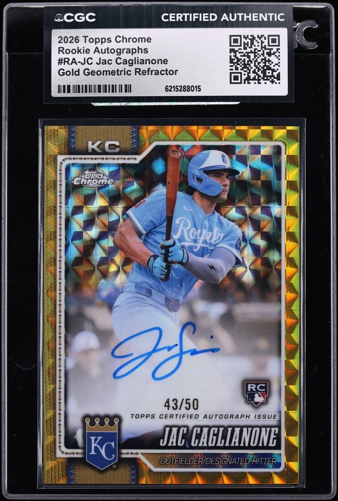 2026 Topps Chrome Gold Geometric Refractor Jac Caglianone ROOKIE AUTO /50 #RA-JC CGC AUTH