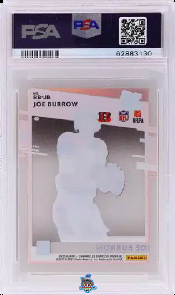 Back of 2020 Panini Donruss Clearly Rated Rookies Holo Platinum Joe Burrow #1 /1