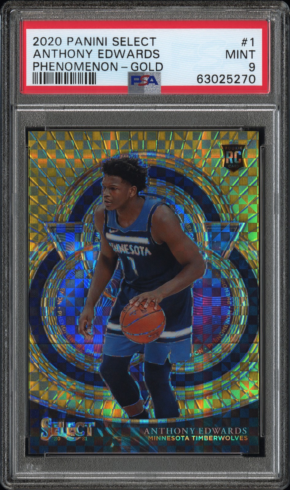 2020 Panini Select Phenomenon Gold Anthony Edwards #1 /10